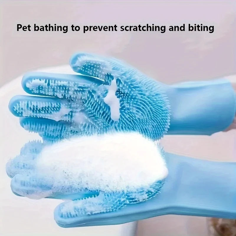 Gentle Pet Grooming Gloves – Bath, Massage & Hair Removal