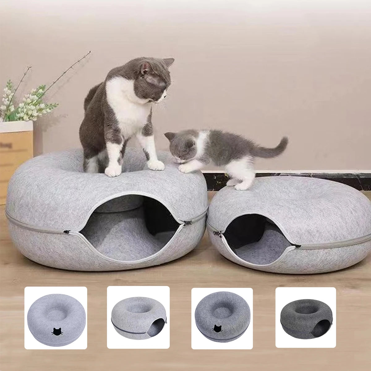 Cat Cave Donut Bed – Cozy Tunnel & Lounge