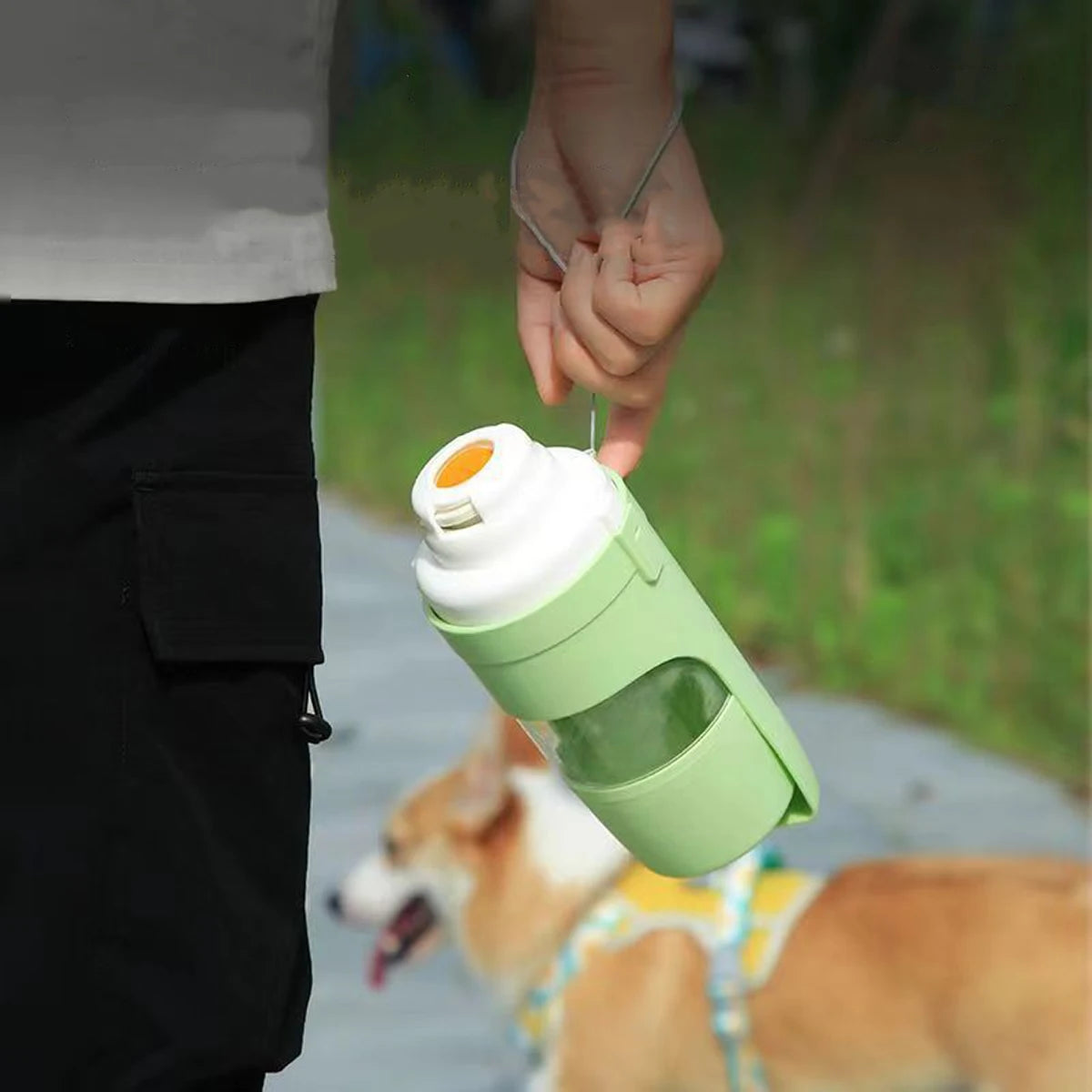 Portable Dog Water Bottle with Food Container