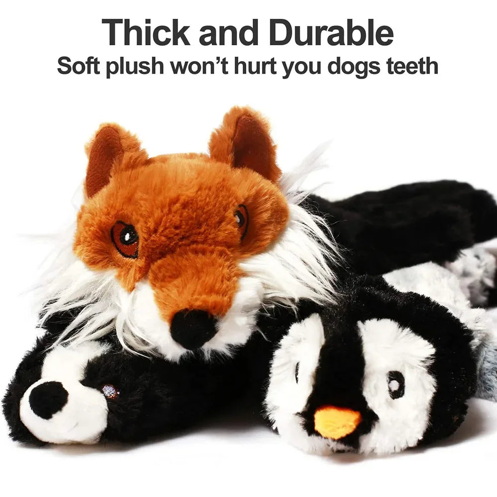 No-Stuffing Squeaky Dog Toy | Durable Crinkle Plush for Aggressive Chewers