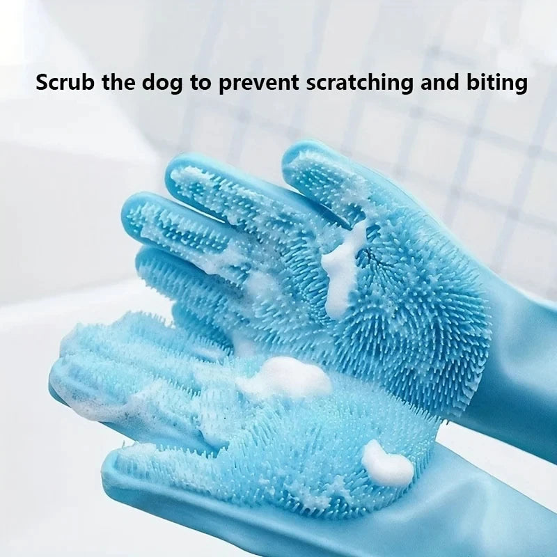 Gentle Pet Grooming Gloves – Bath, Massage & Hair Removal