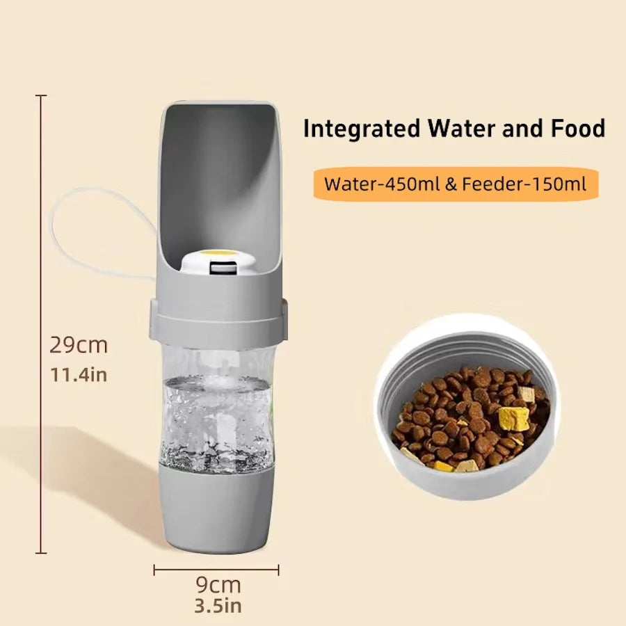 Portable Dog Water Bottle with Food Container