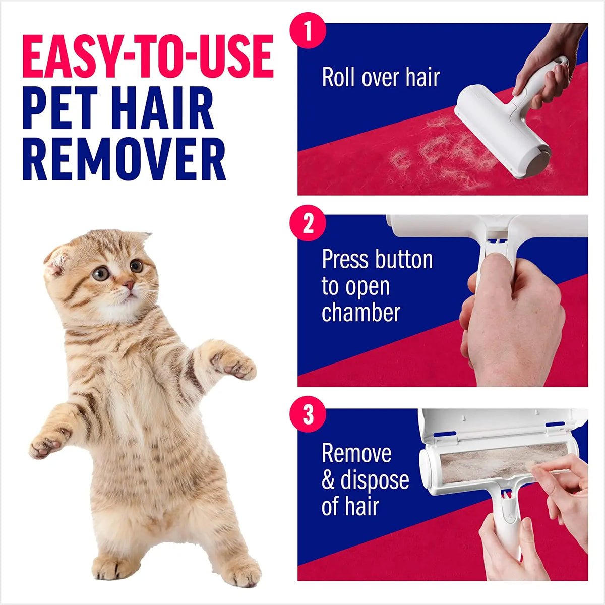 Reusable Pet Hair Remover Roller – Self-Cleaning Lint Brush