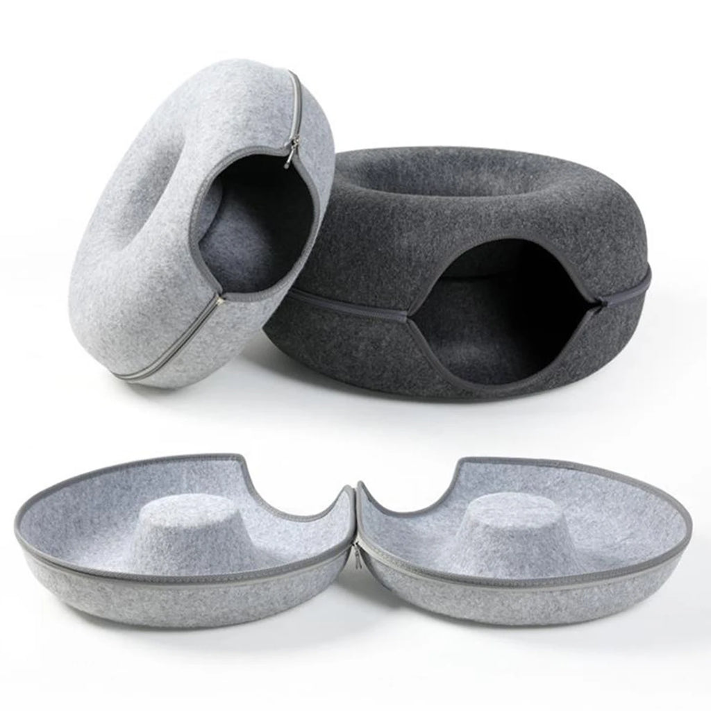 Cat Cave Donut Bed – Cozy Tunnel & Lounge