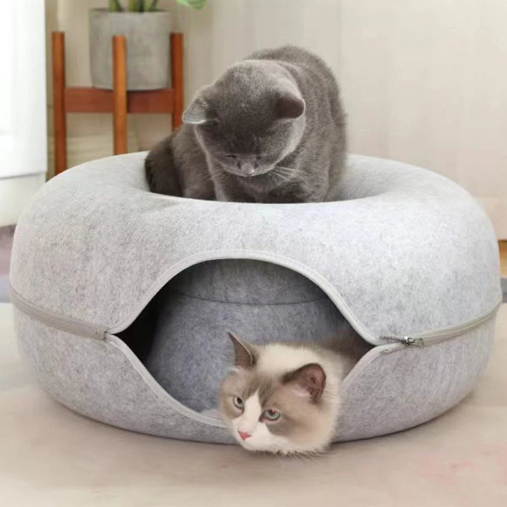 Cat Cave Donut Bed – Cozy Tunnel & Lounge