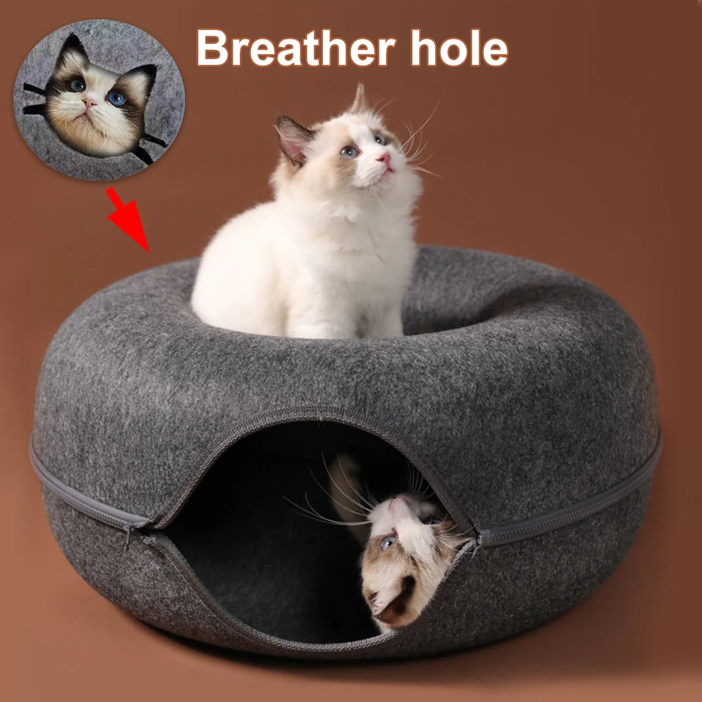 Cat Cave Donut Bed – Cozy Tunnel & Lounge