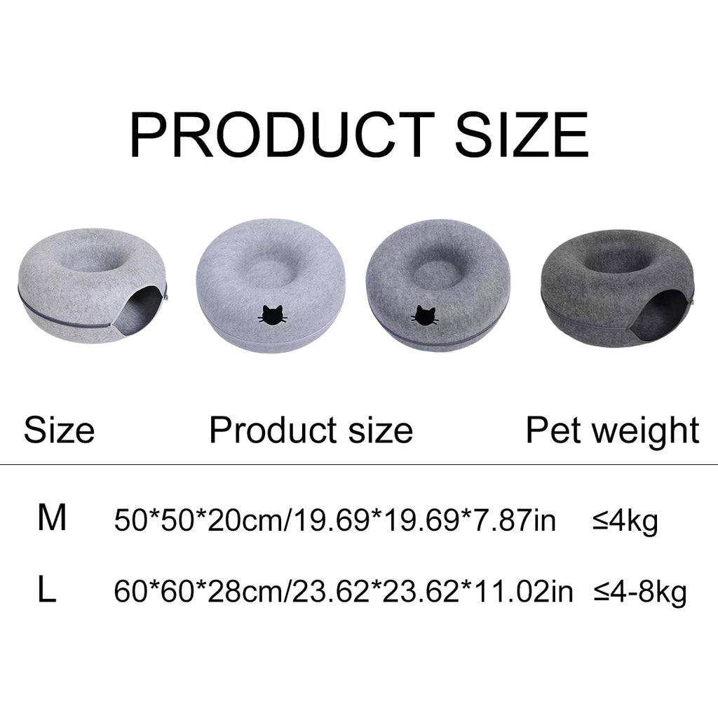 Cat Cave Donut Bed – Cozy Tunnel & Lounge