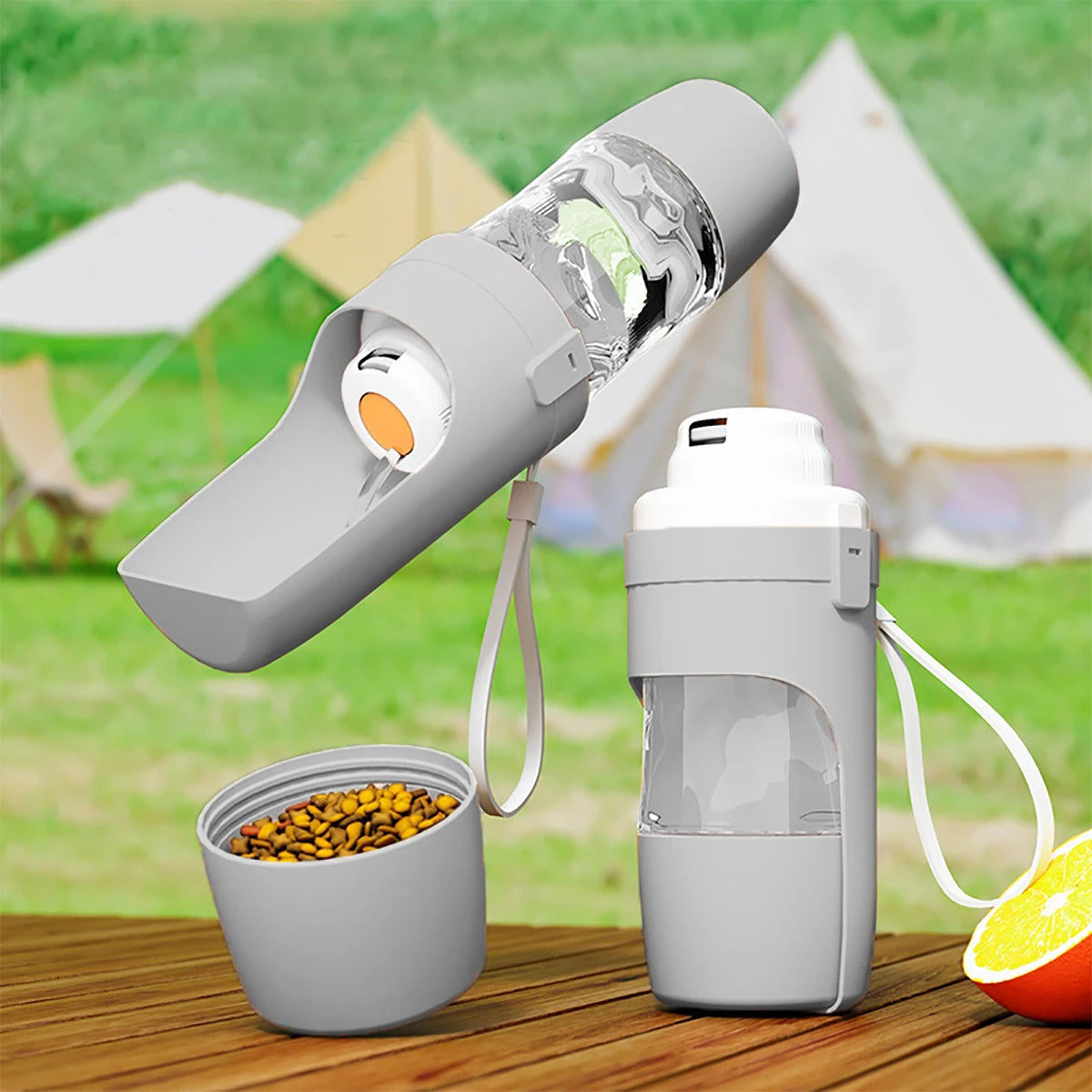 Portable Dog Water Bottle with Food Container