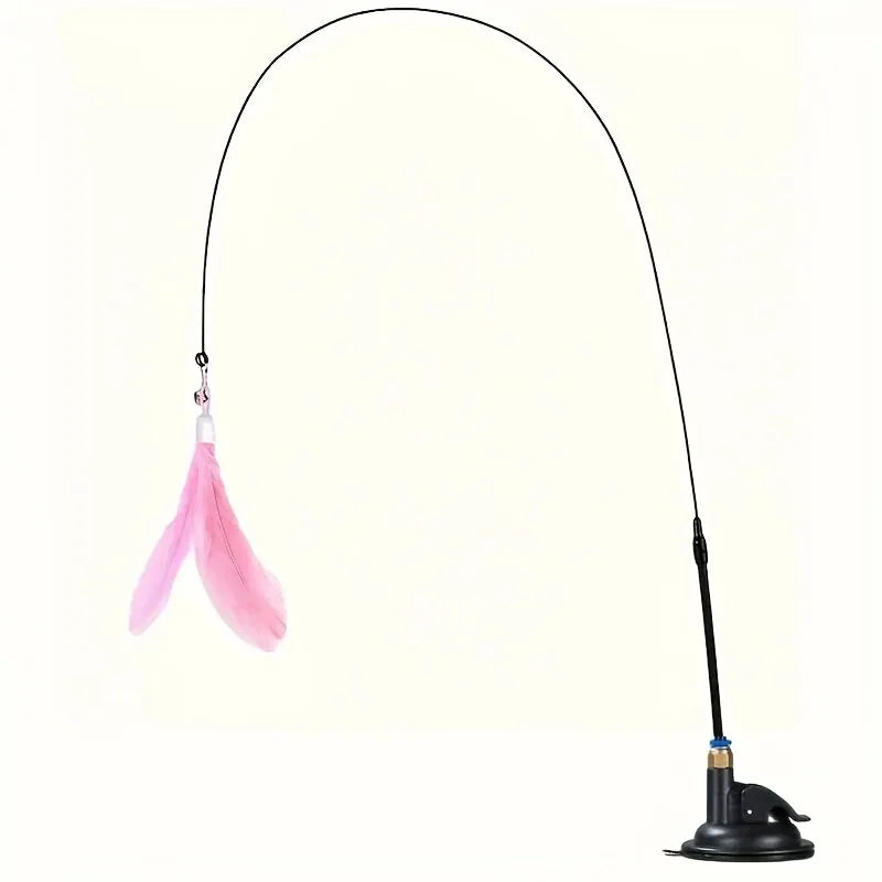 Interactive Cat Teaser Wand – Suction Cup Feather Toy