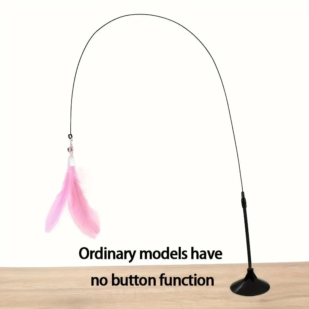 Interactive Cat Teaser Wand – Suction Cup Feather Toy