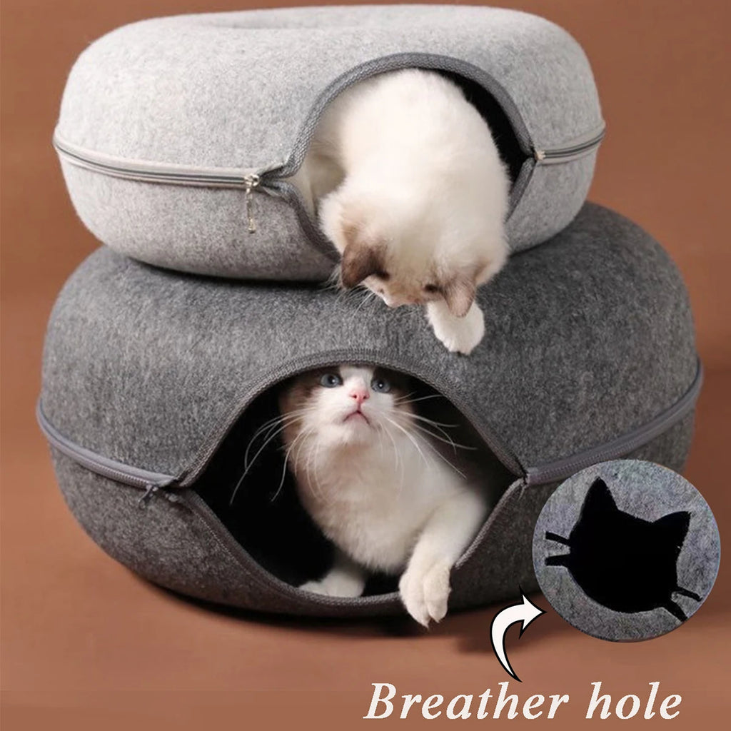 Cat Cave Donut Bed – Cozy Tunnel & Lounge