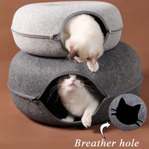 Cat Cave Donut Bed – Cozy Tunnel & Lounge