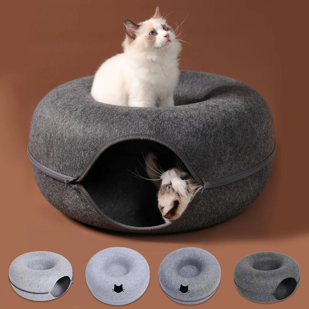 Cat Cave Donut Bed – Cozy Tunnel & Lounge